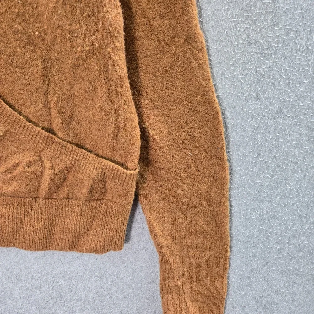 Madewell Women‎ Sweater Medium Brown Faux Wrap Merino Wool Alpaca Blend Pullover